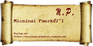 Micsinai Paszkál névjegykártya